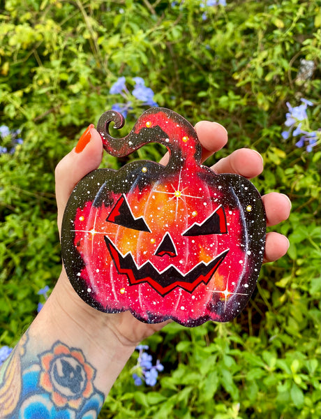 Cosmic pumpkin Jack o lantern 4” #1