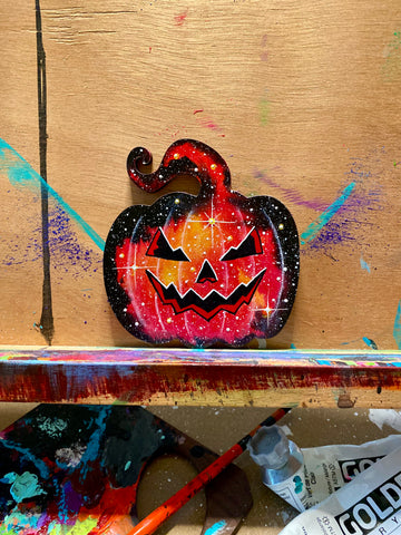 Cosmic pumpkin Jack o lantern 4” #1