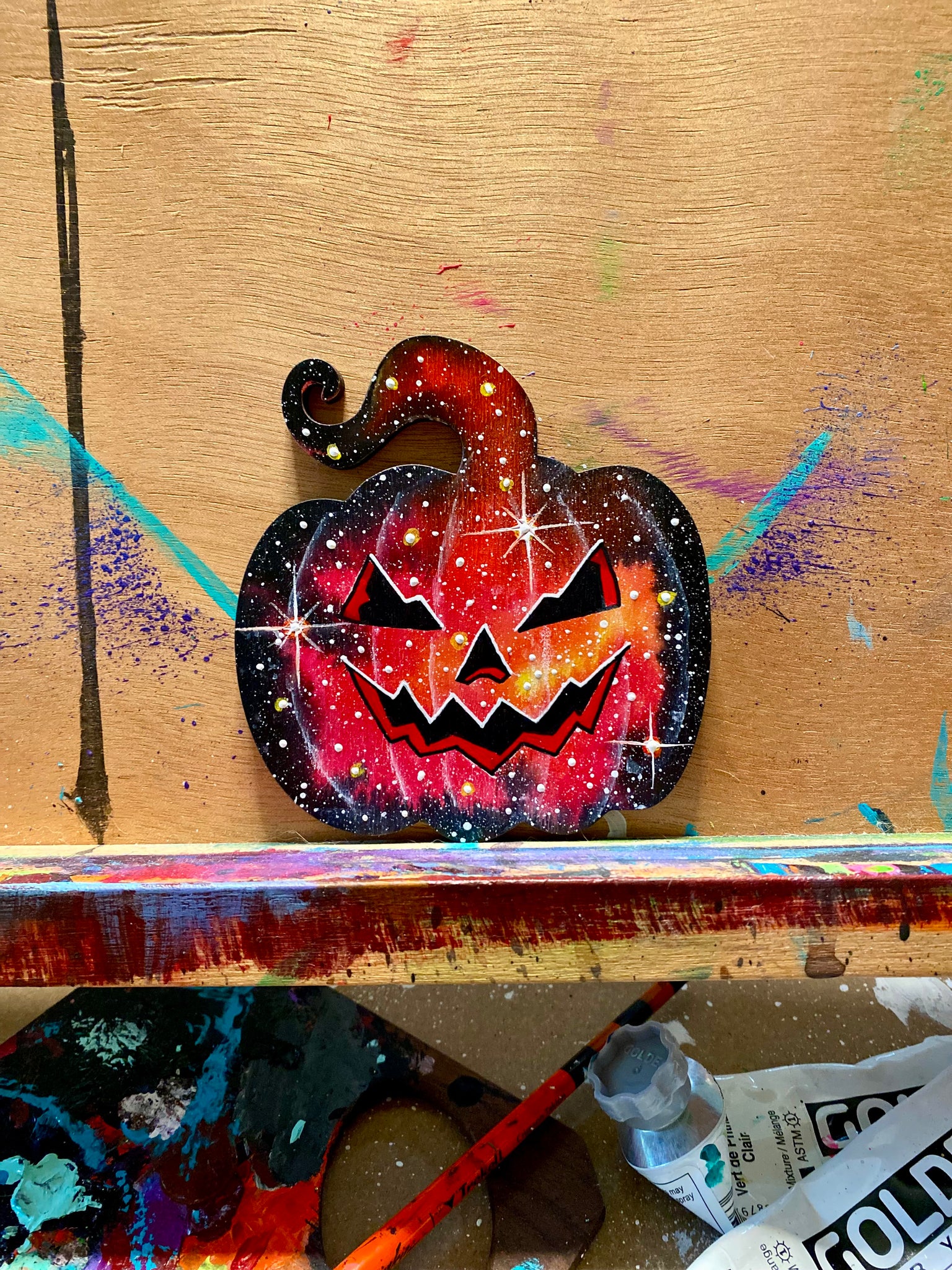 Cosmic pumpkin Jack o lantern 4” #2
