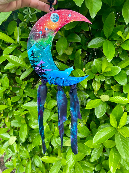 3D Enchanted Wolf Crescent 6” x 14”