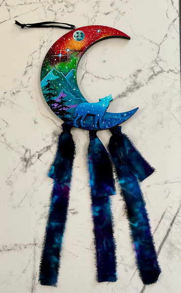 3D Enchanted Wolf Crescent 6” x 14”