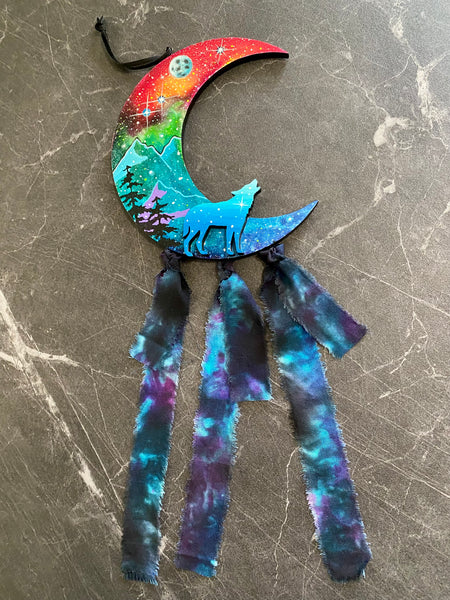3D Enchanted Wolf Crescent 6” x 14”