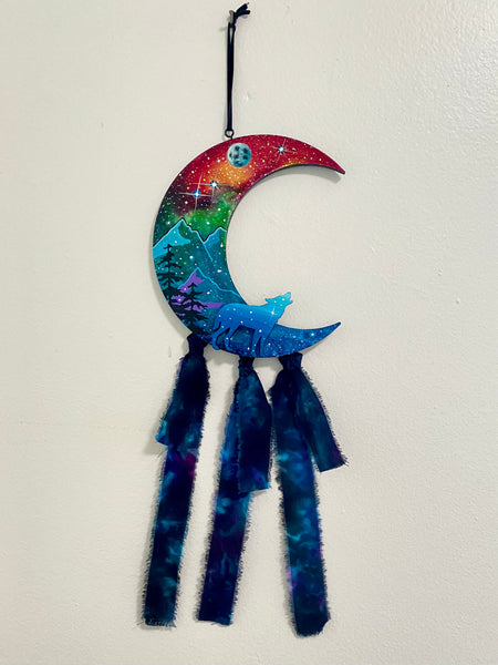 3D Enchanted Wolf Crescent 6” x 14”