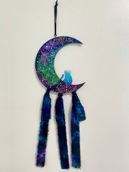 3D Enchanted Cat Crescent 6” x 14”